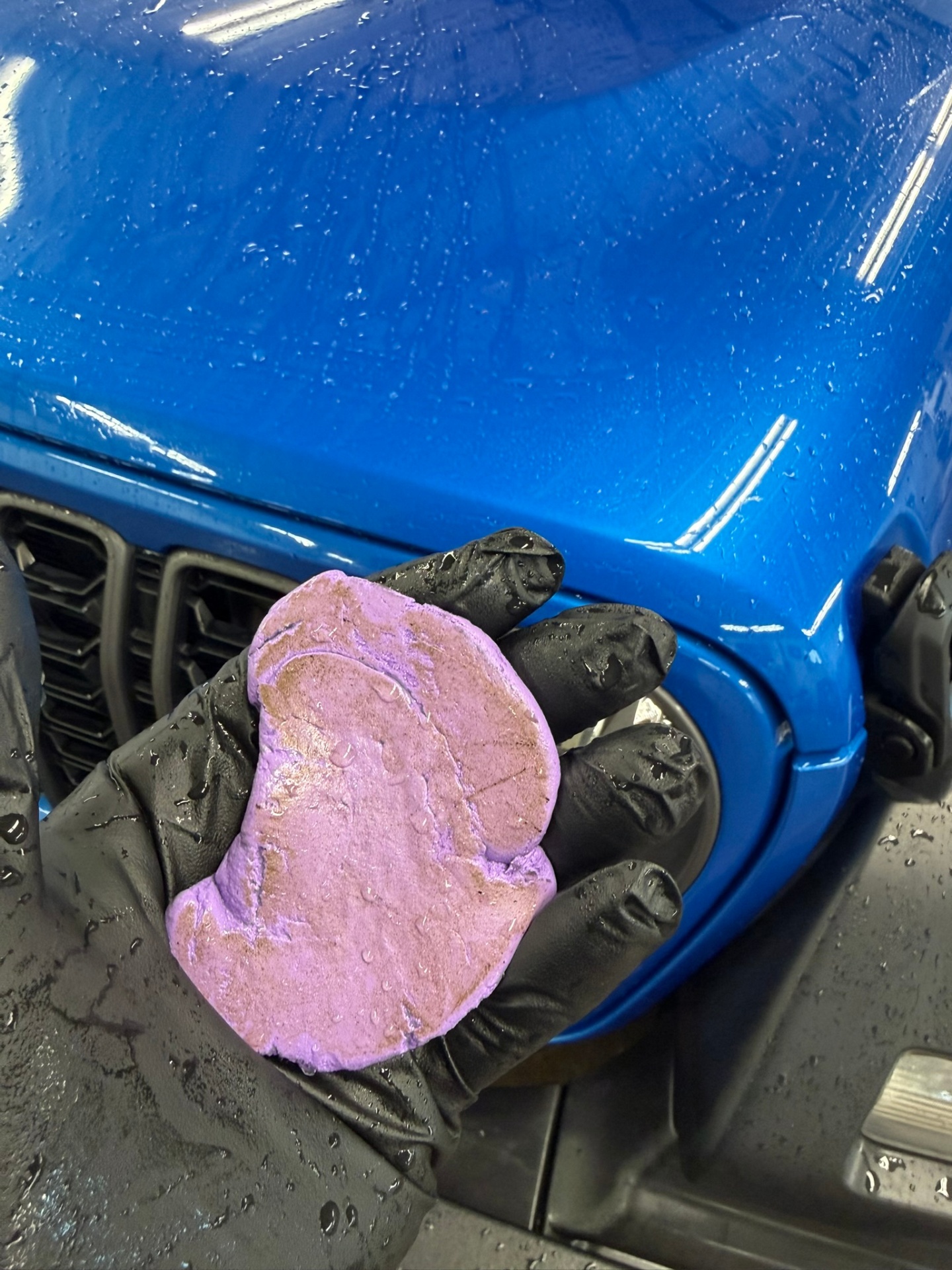 Decontamination and surface preparation on a Jeep